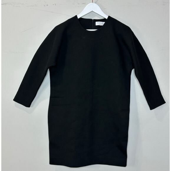 Everlane Heavyweight Scuba Round Neck Dress Black Cotton Women Medium NWOT - Picture 2 of 10